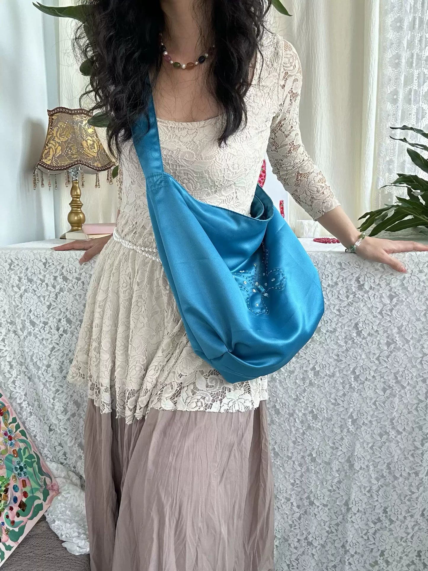 Butterfly Hobo Bag – Teal Blue