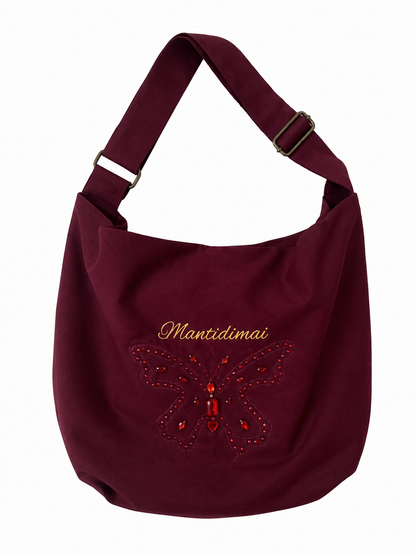 Butterfly Hobo Bag – Burgundy