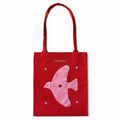 Bird Applique Satin Tote Bag