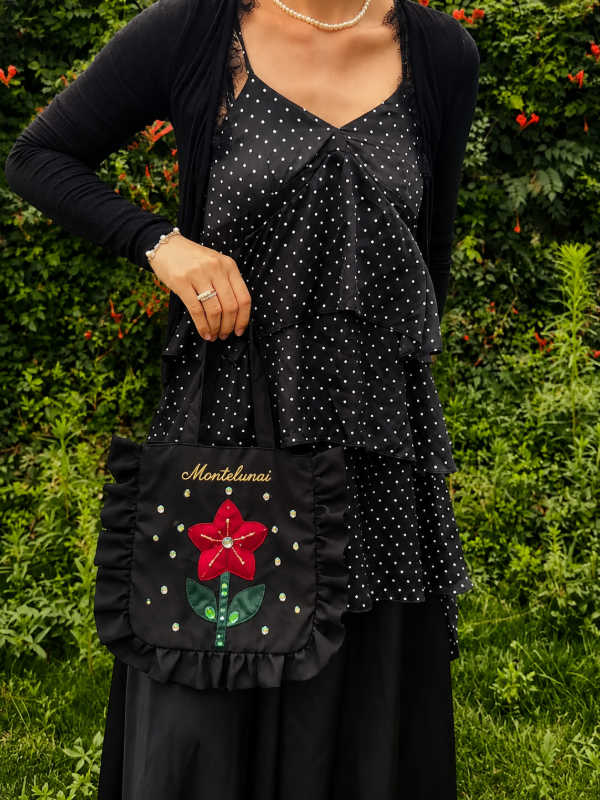 3D Flower Ruffle Tote Bag