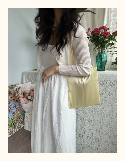 Lemon Garden Satin Tote Bag