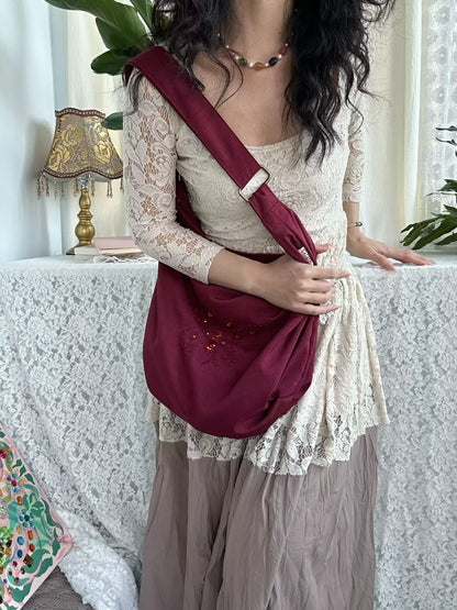 Butterfly Hobo Bag – Burgundy