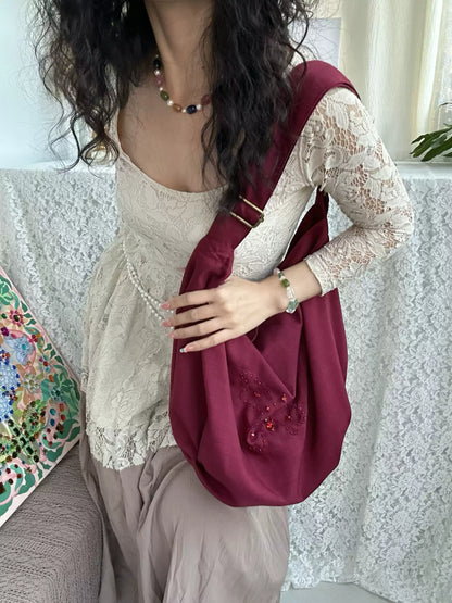Butterfly Hobo Bag – Burgundy