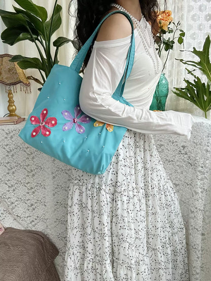 Garden Bloom Satin Tote Bag
