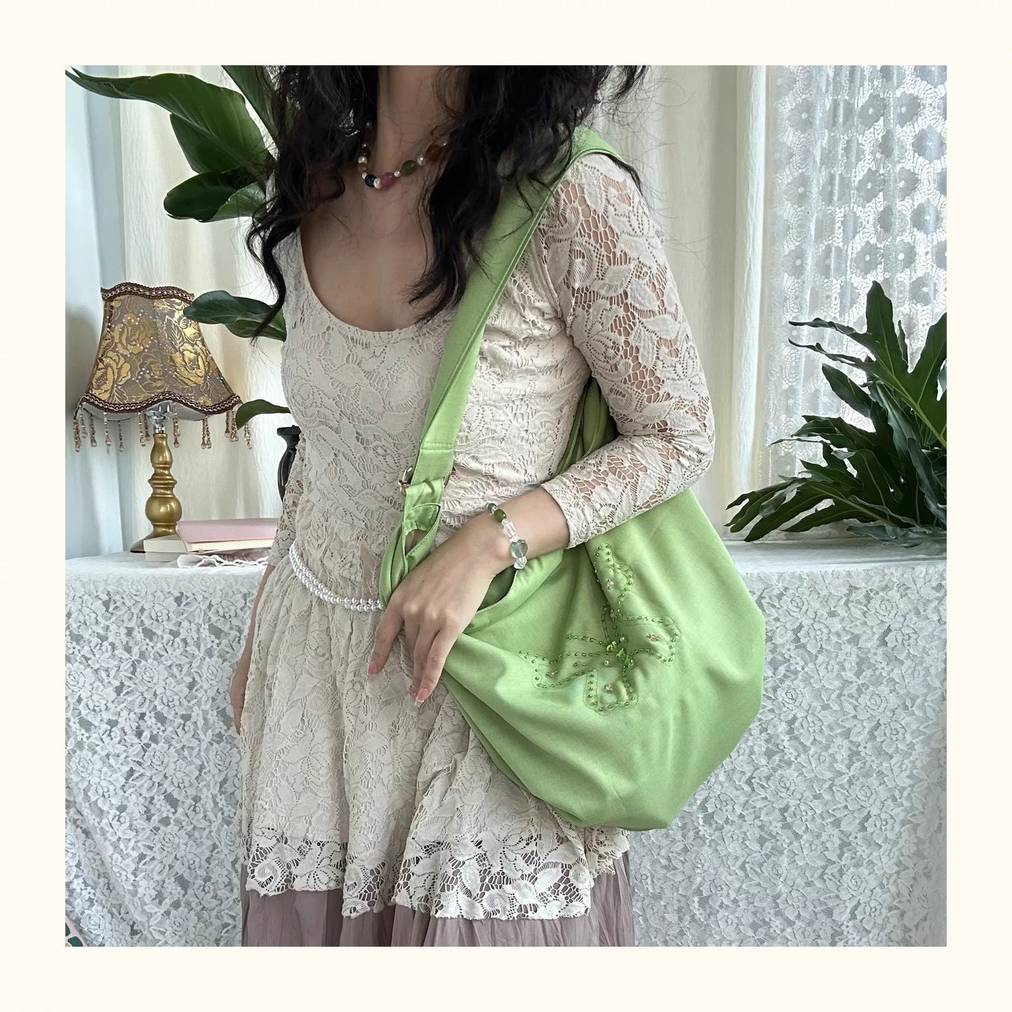 Butterfly Hobo Bag – Sage Green