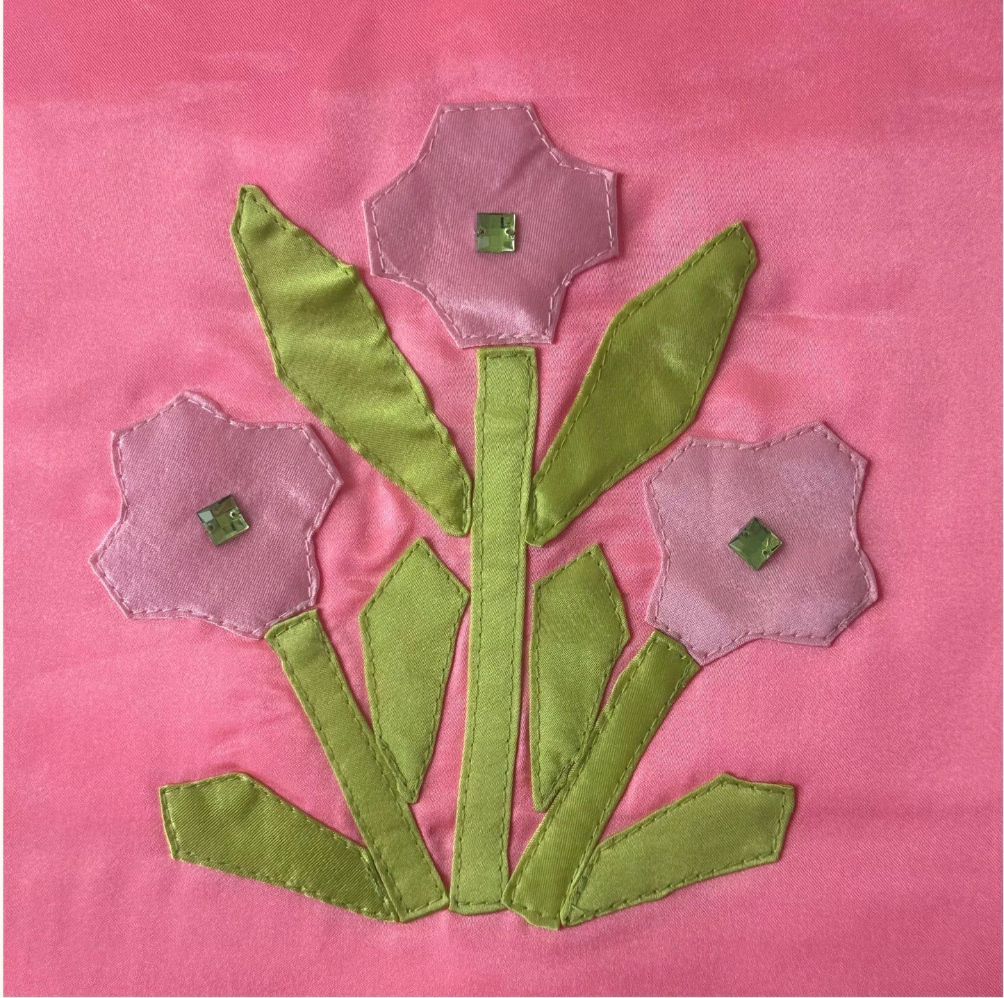 Pink Garden Flower Satin Tote Bag