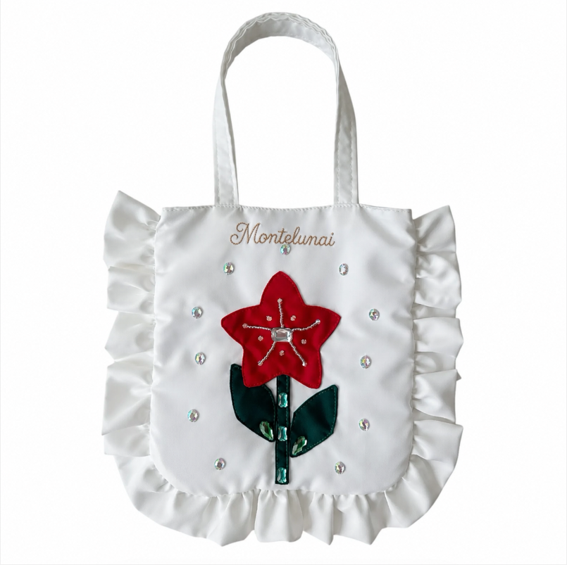 3D Flower Ruffle Tote Bag