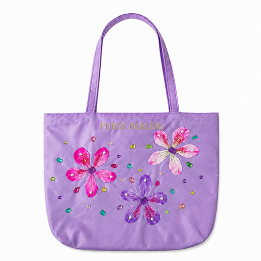 Lavender Blossom Satin Tote Bag