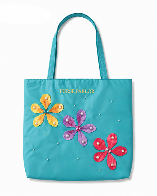 Garden Bloom Satin Tote Bag